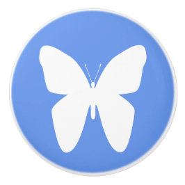 Pomo De Cerámica Mariposa de cualquier color sobre azul aciano
