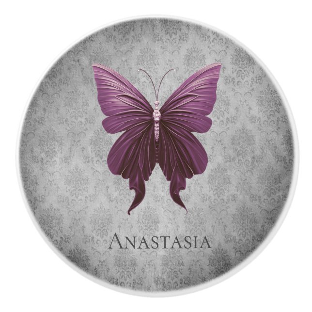 Pomo De Cerámica Mariposa de Magenta Jeweld (Anverso)