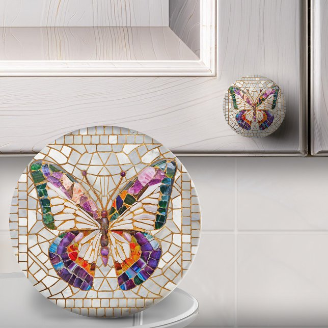 Pomo De Cerámica Mariposa Mosaica Colorida (Subido por el creador)