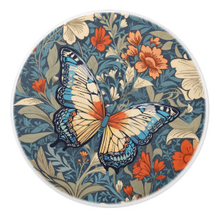 Pomo De Cerámica Mariposa Regia entre Floral de William Morris