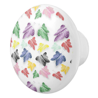 Pomo De Cerámica Mariposas