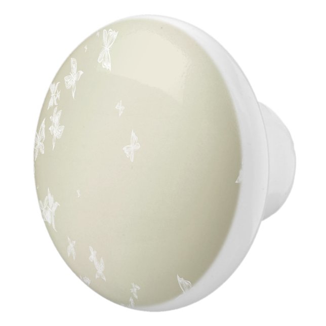 Pomo De Cerámica Mariposas blancas (Derecha)