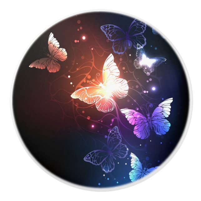 Pomo De Cerámica Mariposas nocturnas brillantes (Anverso)