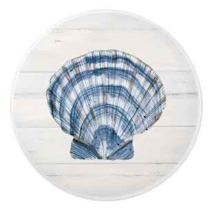 Pomo De Cerámica Mariscos blancos azules de la marina moderna