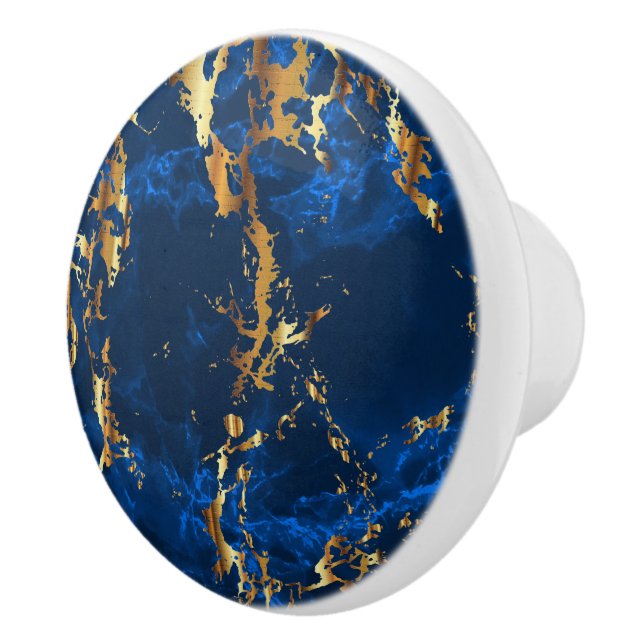 Pomo De Cerámica Mármol azul y oro profundo (Derecha)