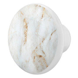 Pomo De Cerámica Mármol blanco dorado