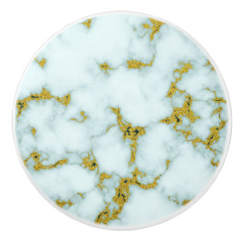 Pomo De Cerámica Mármol blanco y dorado de diseño | PERSONALIZADO