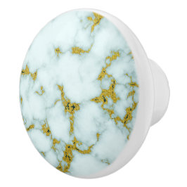 Pomo De Cerámica Mármol blanco y dorado de diseño | PERSONALIZADO