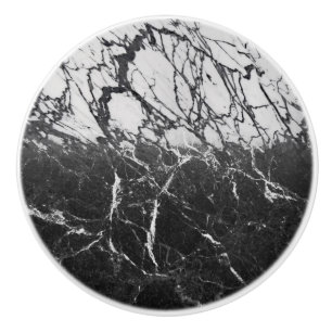 Pomo De Cerámica Mármol Blanco y Negro Moderno Glamour Tendencia