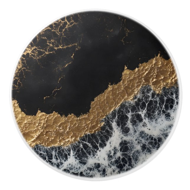 Pomo De Cerámica Mármol de oro negro (Anverso)