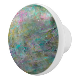 Pomo De Cerámica Mármol de Roca de Cristal Multicolor Arcoíris