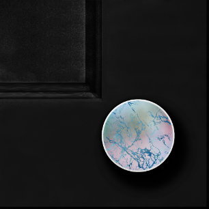 Pomo De Cerámica Mármol irlandés Faux Holo Blue Pink