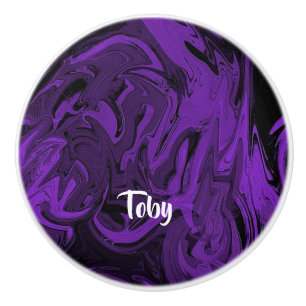 Pomo De Cerámica Mármol morado y negro pulido