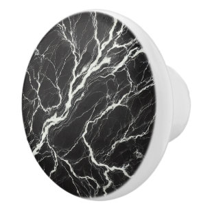 Pomo De Cerámica Mármol negro y blanco con aspecto chic glamuroso