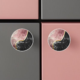 Pomo De Cerámica Mármol rosa y negro