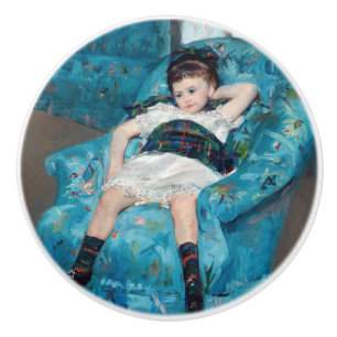 Pomo De Cerámica Mary Cassatt - Niña pequeña en un sillón azul