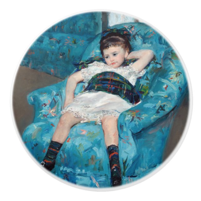 Pomo De Cerámica Mary Cassatt - Niña pequeña en un sillón azul (Anverso)