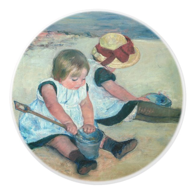 Pomo De Cerámica Mary Cassatt - Niños jugando en la playa (Anverso)