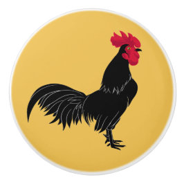 Pomo De Cerámica Masa de cerámica de gallo negro brillante