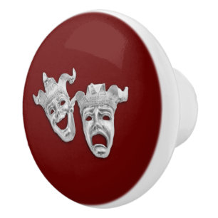 Pomo De Cerámica Máscaras de teatro Comedia y Tragedia