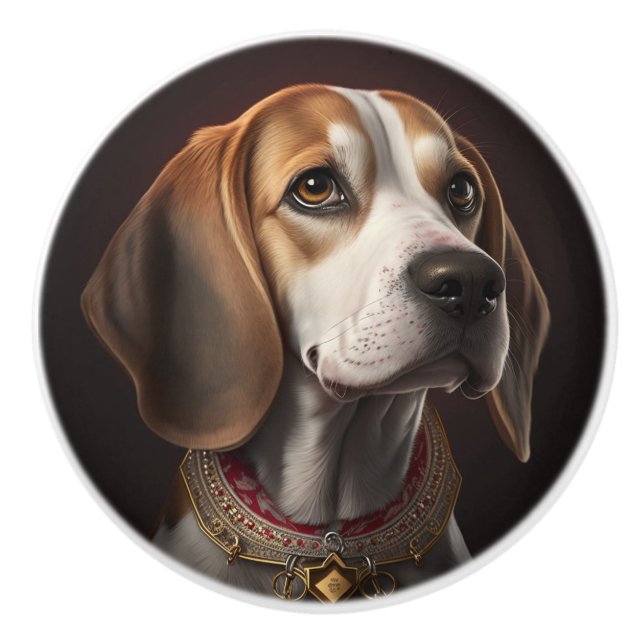 Pomo De Cerámica Mascotas de perro Beagle (Anverso)