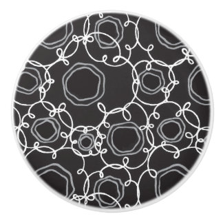 Pomo De Cerámica Matriz floral abstracta (carbón) Arte fino