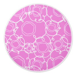 Pomo De Cerámica Matriz floral abstracta (rosa suave) Arte fino