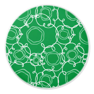 Pomo De Cerámica Matriz floral abstracta (verde) Arte fino