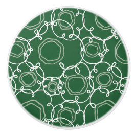 Pomo De Cerámica Matriz floral abstracta (verde oscuro) Arte fino