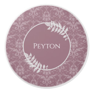 Pomo De Cerámica Mauve Elegant Damask Personalized Ceramic Knob