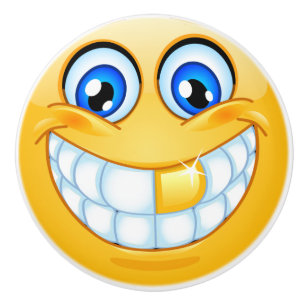 Pomo De Cerámica Mazo de cajón de la cara feliz de sonrisa grande -