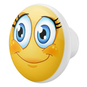 Pomo De Cerámica Mazo de cajón de la cara feliz de sonrisa grande -