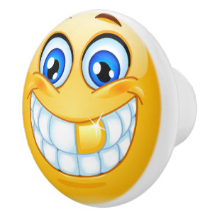 Pomo De Cerámica Mazo de cajón de la cara feliz de sonrisa grande -