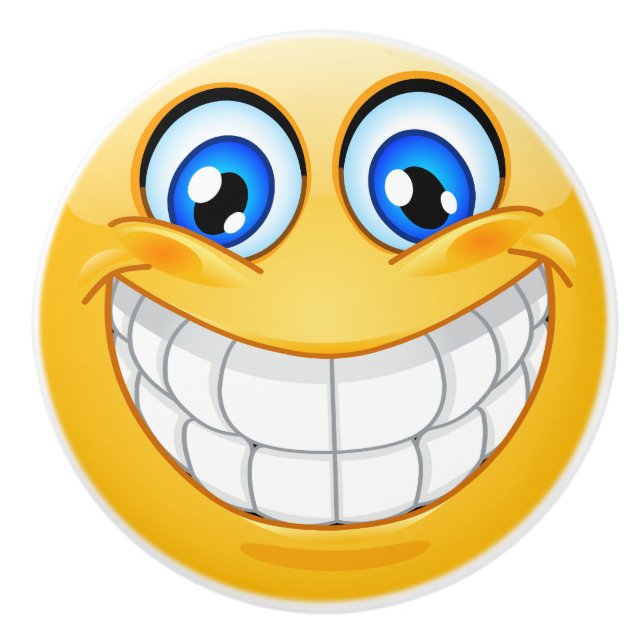 Pomo De Cerámica Mazo de cajón de la cara feliz de sonrisa grande - (Anverso)