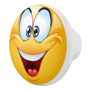 Pomo De Cerámica Mazo de cajón de la cara feliz de sonrisa grande -