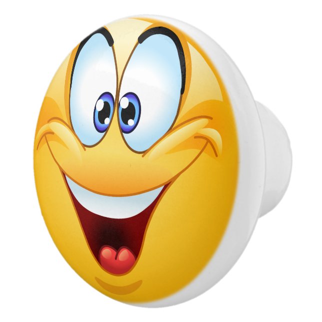 Pomo De Cerámica Mazo de cajón de la cara feliz de sonrisa grande - (Derecha)