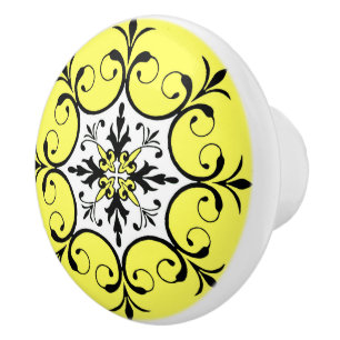 Pomo De Cerámica Medallón amarillo