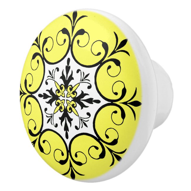 Pomo De Cerámica Medallón amarillo (Derecha)
