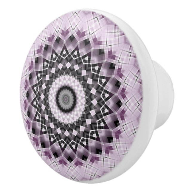 Pomo De Cerámica Medallón Mandala en morado y negro (Derecha)