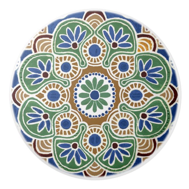 Pomo De Cerámica Medallón multicolor Cajón Cajón de cerámica (Anverso)