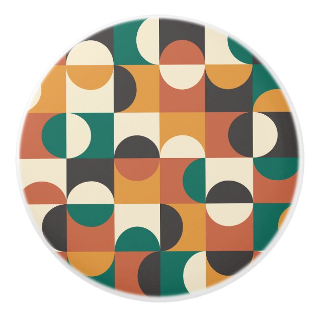 Pomo De Cerámica Mediados del siglo Moderno Medio círculos verde y  (Anverso)