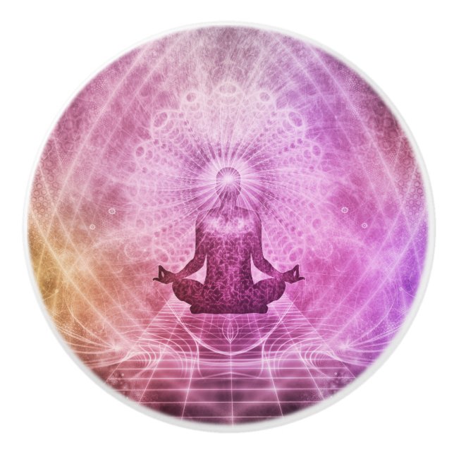 Pomo De Cerámica Meditación espiritual del yoga Zen Colorful (Anverso)