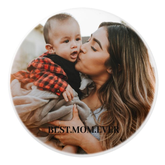 Pomo De Cerámica Mejor foto personalizada de mamá de todos los tiem (Anverso)