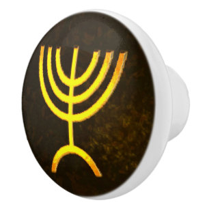 Pomo De Cerámica Menorah Flame