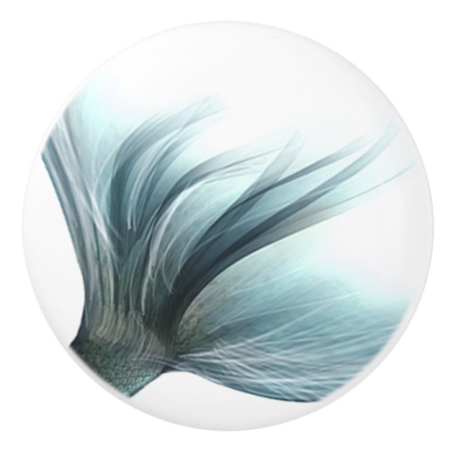 Pomo De Cerámica Mermaid Luxe | Mint Seafoam Green Aqua Sheen (Anverso)