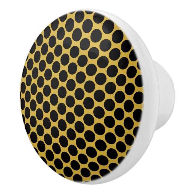 Pomo De Cerámica Metallic Gold with Modern Black Dot Style Hexagon (Derecha)