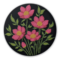 Metis Beadwork Cosmos Flores de Cerámica Knob