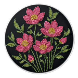 Pomo De Cerámica Metis Beadwork Cosmos Flores de Cerámica Knob