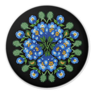 Pomo De Cerámica Metis Beadwork Knob de cerámica nativa Forget-Me-N