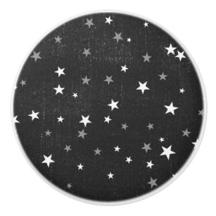 Pomo De Cerámica Mezclilla Negra Desgastada Estrellada Grunge Genia